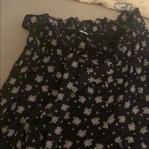 flower print loose black pants